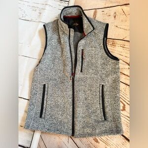 Orvis Gray Jacket with Red Trim and Embroidered Detail